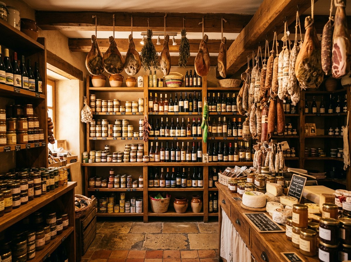 Intérieur chaleureux de l'épicerie A Fiera à Folelli